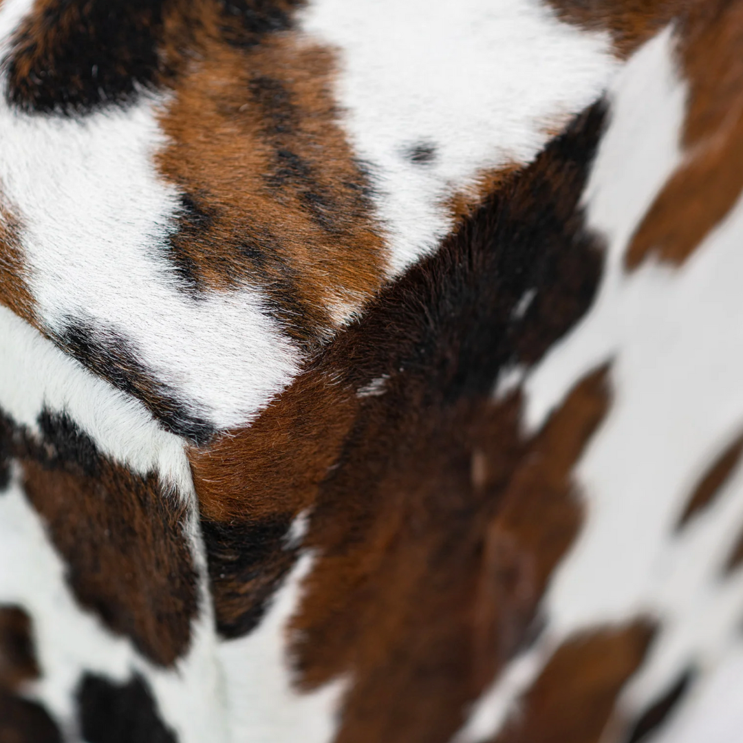 Brown + White Square Cowhide Ottoman - The Boho House