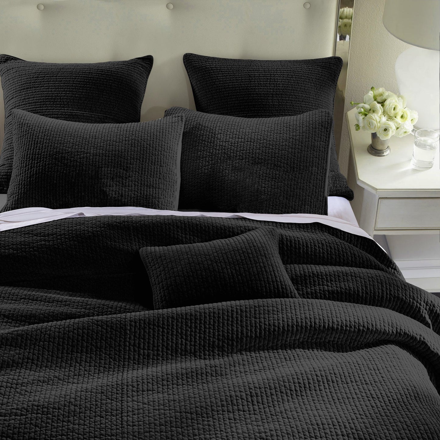 Aged Cotton Velvet Quilt Set