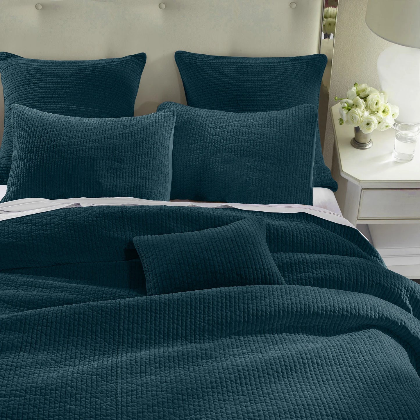 Aged Cotton Velvet Quilt Set