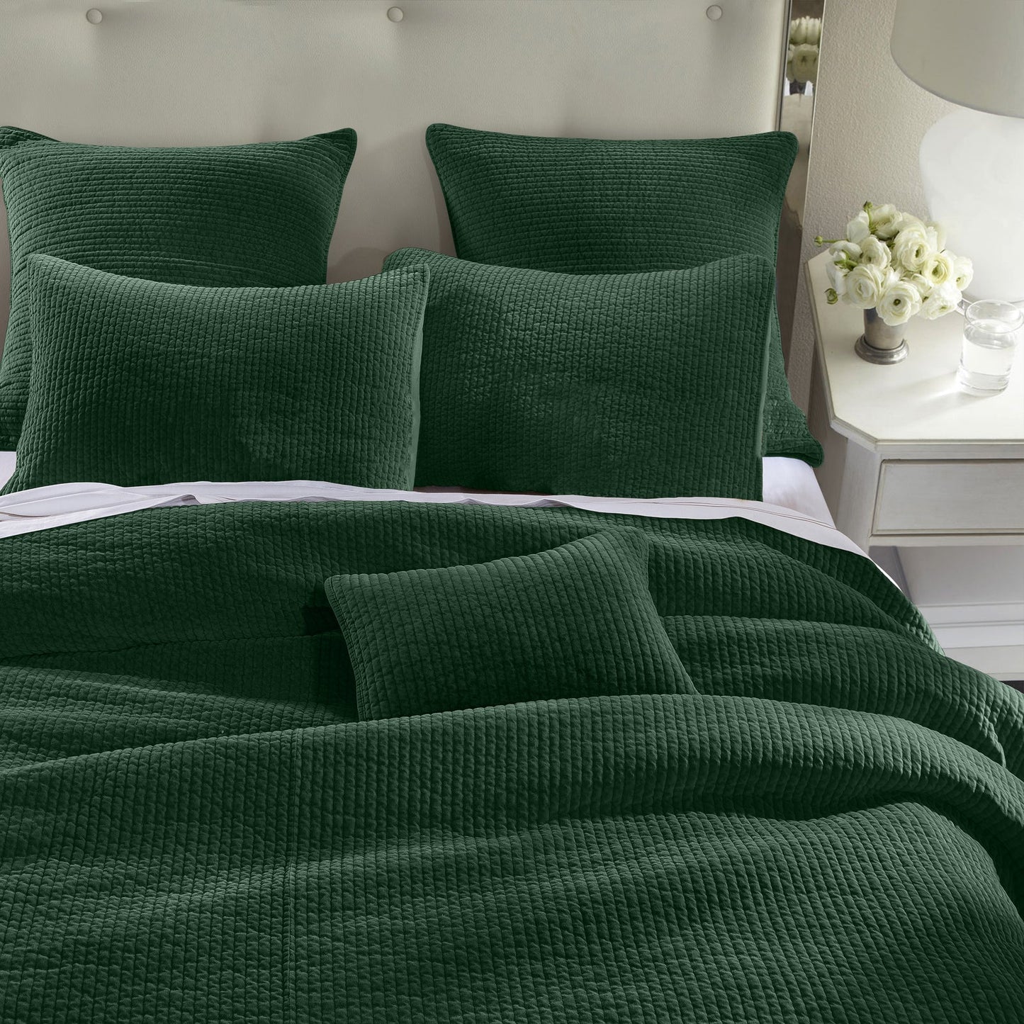 Aged Cotton Velvet Quilt Set