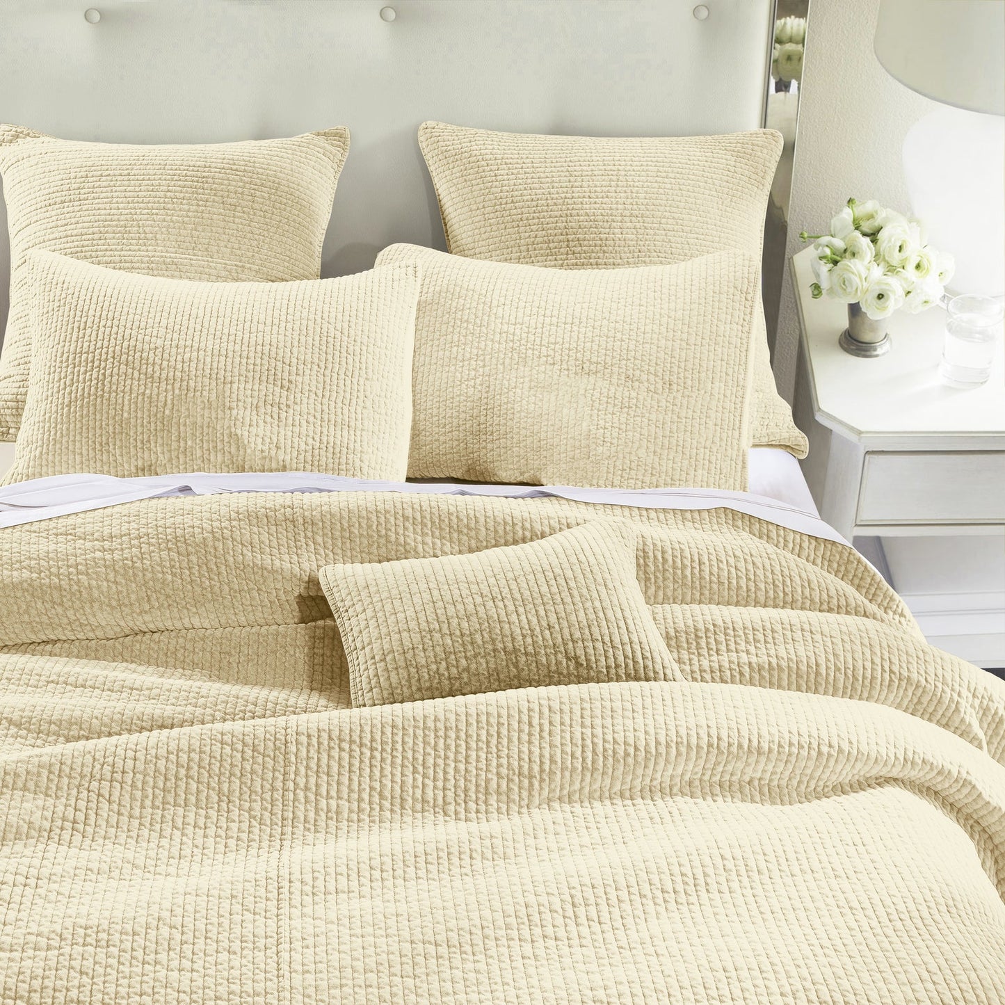 Aged Cotton Velvet Quilt Set