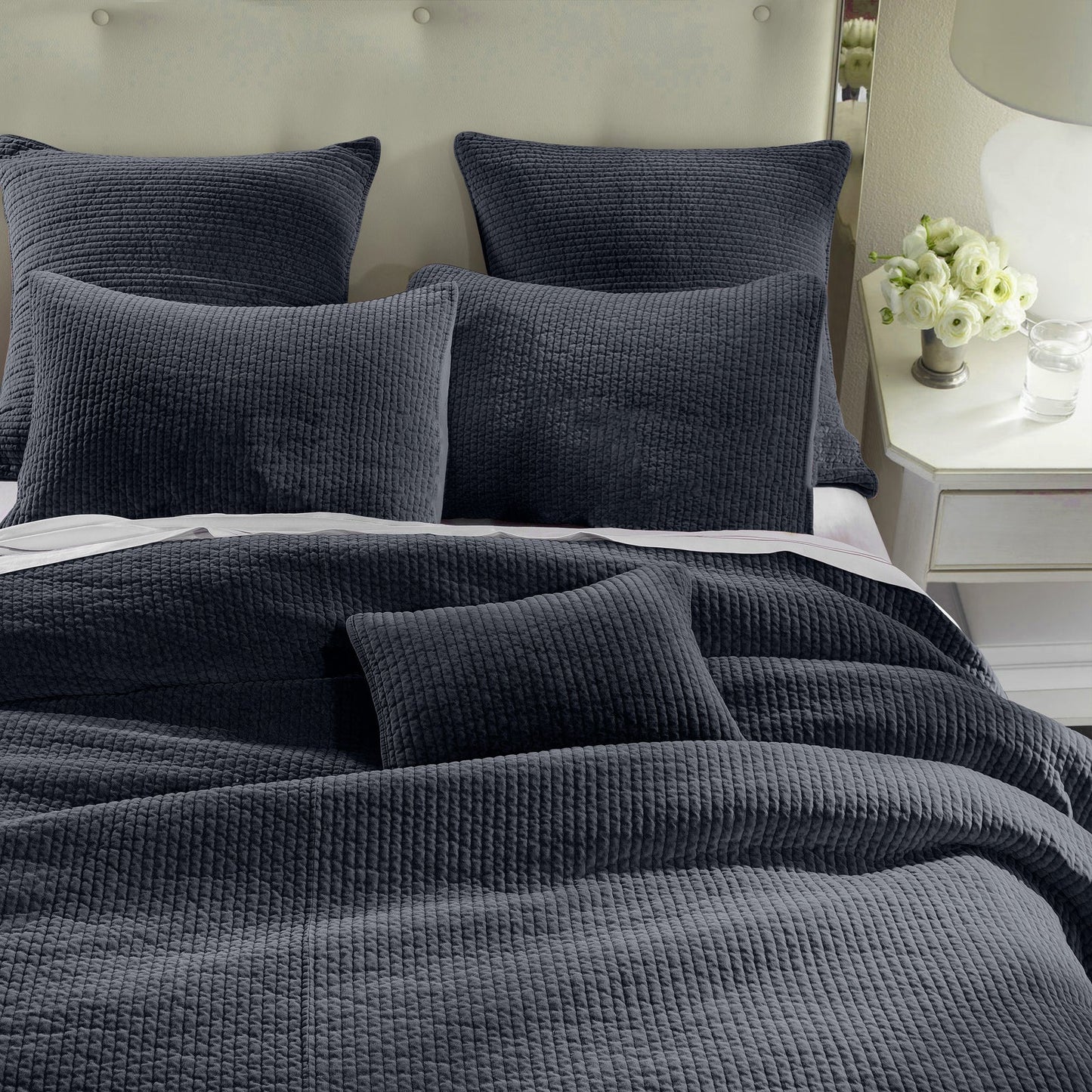 Aged Cotton Velvet Quilt Set