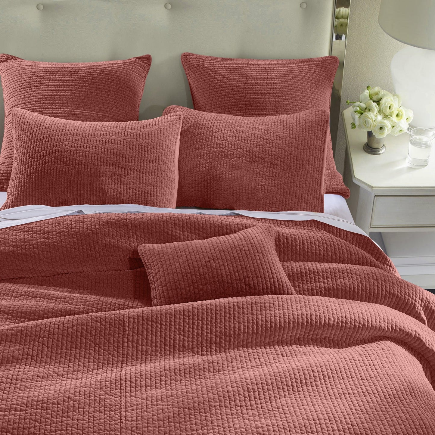 Aged Cotton Velvet Quilt Set