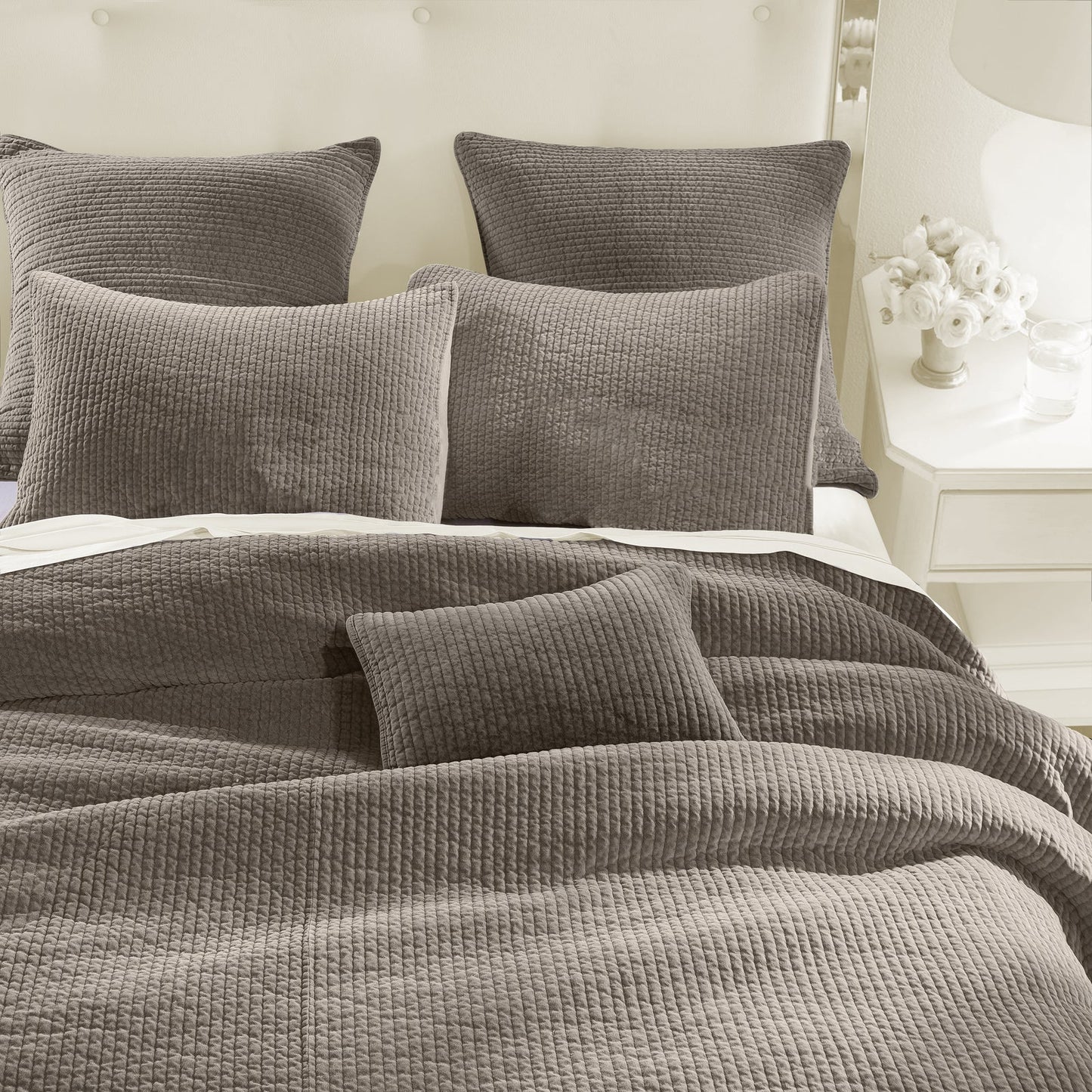 Aged Cotton Velvet Quilt Set