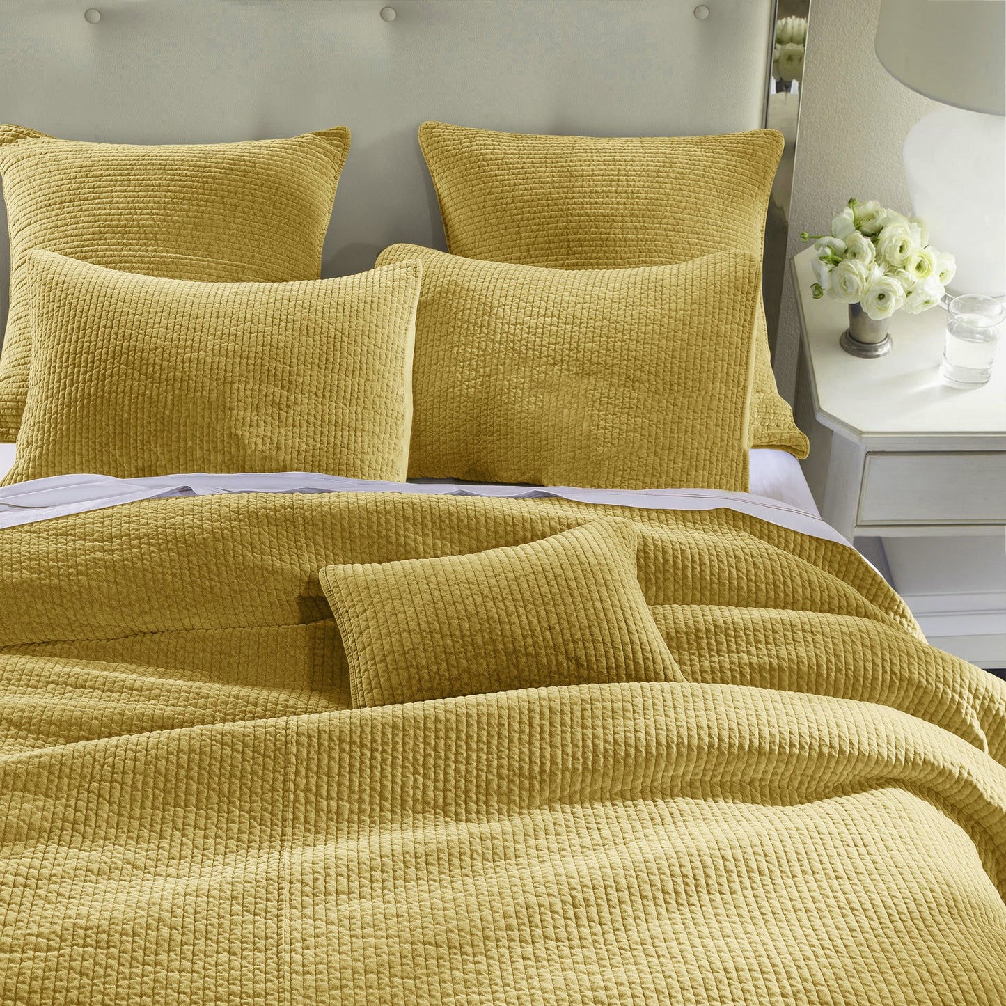 Aged Cotton Velvet Quilt Set
