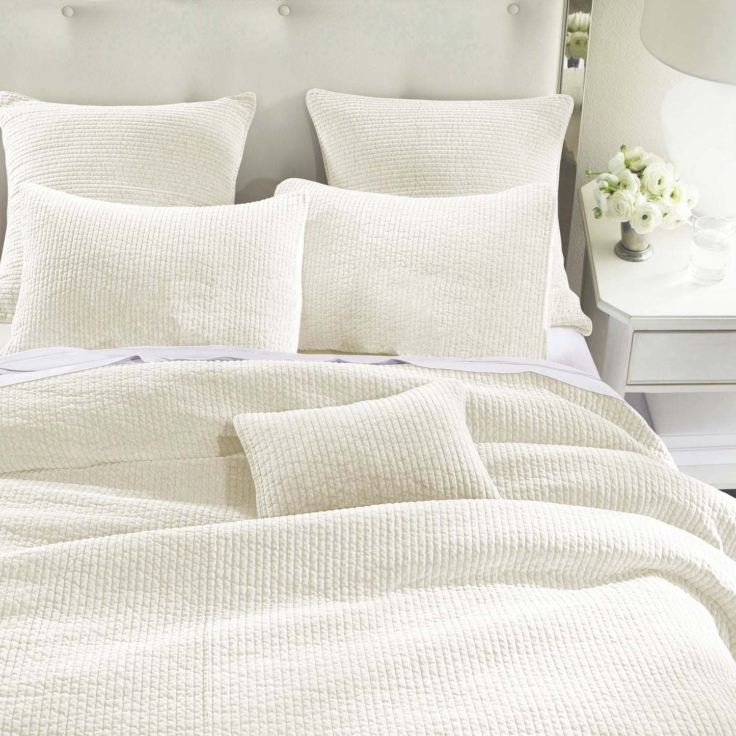 Aged Cotton Velvet Quilt Set