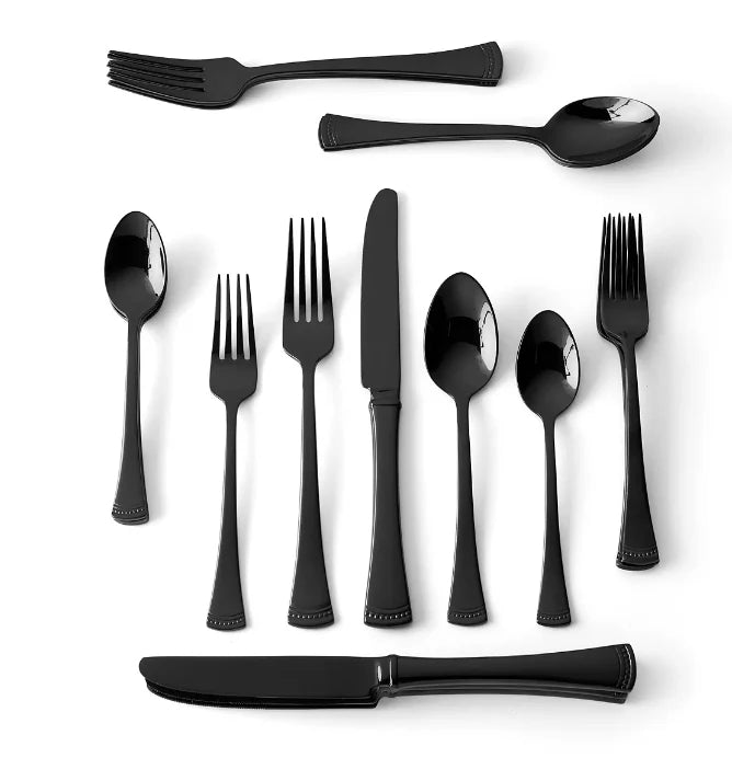 Black Beaded Flatware 20-Piece Set