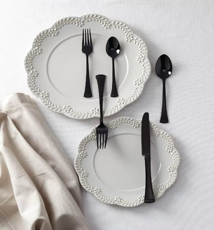 Black Beaded Flatware 20-Piece Set