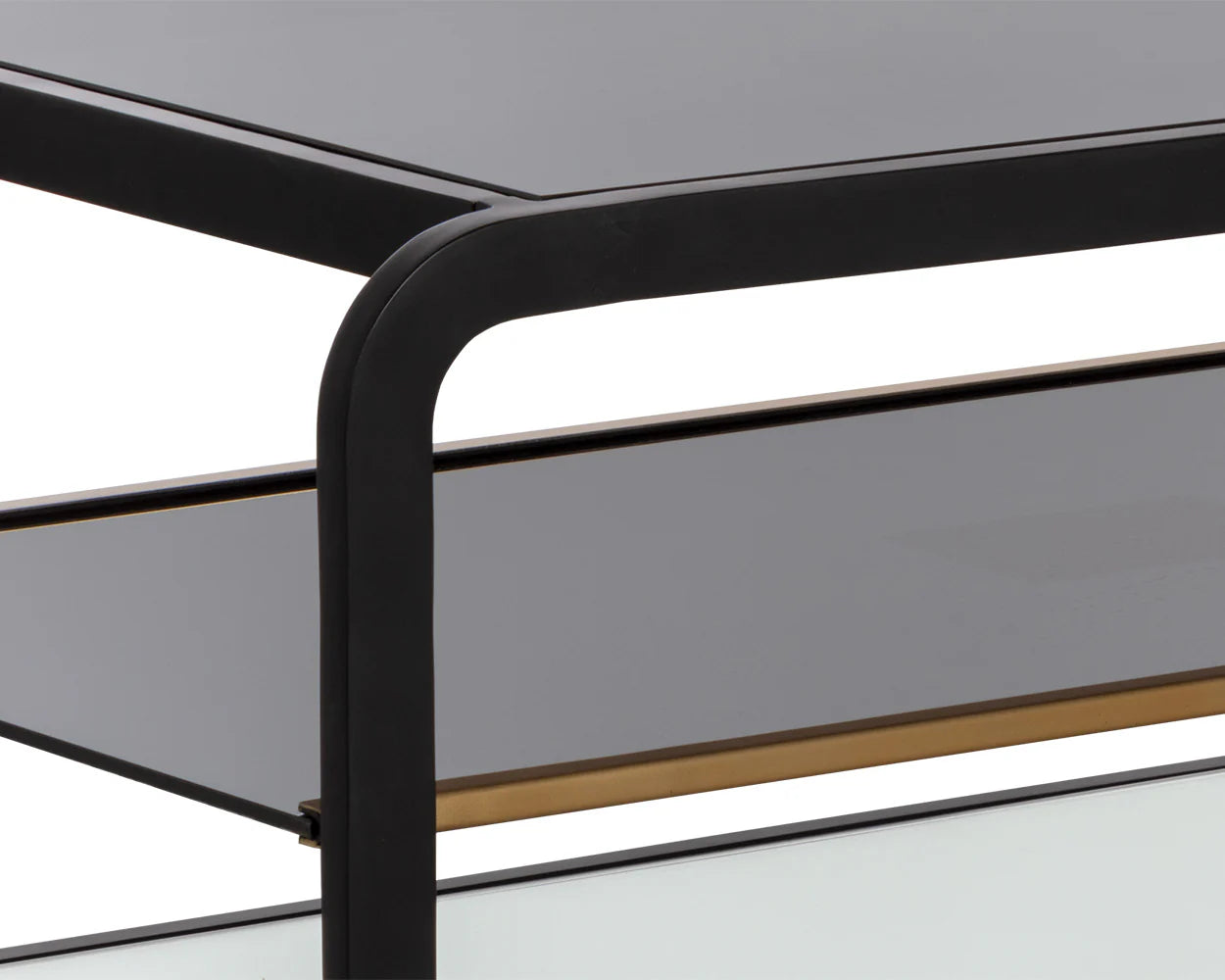 Canyon Triple Layered Glass Coffee Table - Glass Coffee Table - Black Glass - 3 Tier - Iron Frame - The Boho House