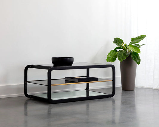 Canyon Triple Layered Glass Coffee Table - Glass Coffee Table - Black Glass - 3 Tier - The Boho House