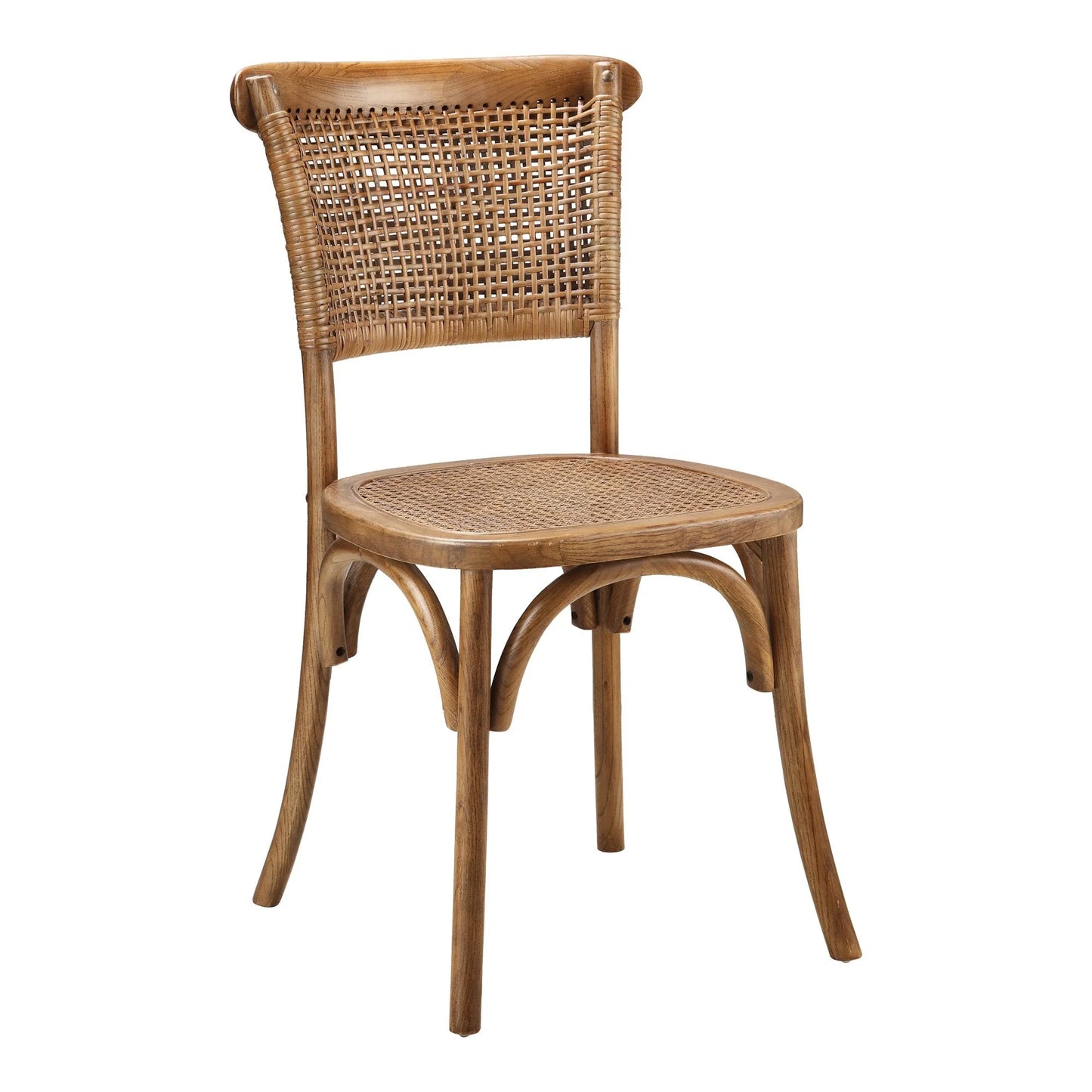 Elm Wood & Rattan Dining Chairs