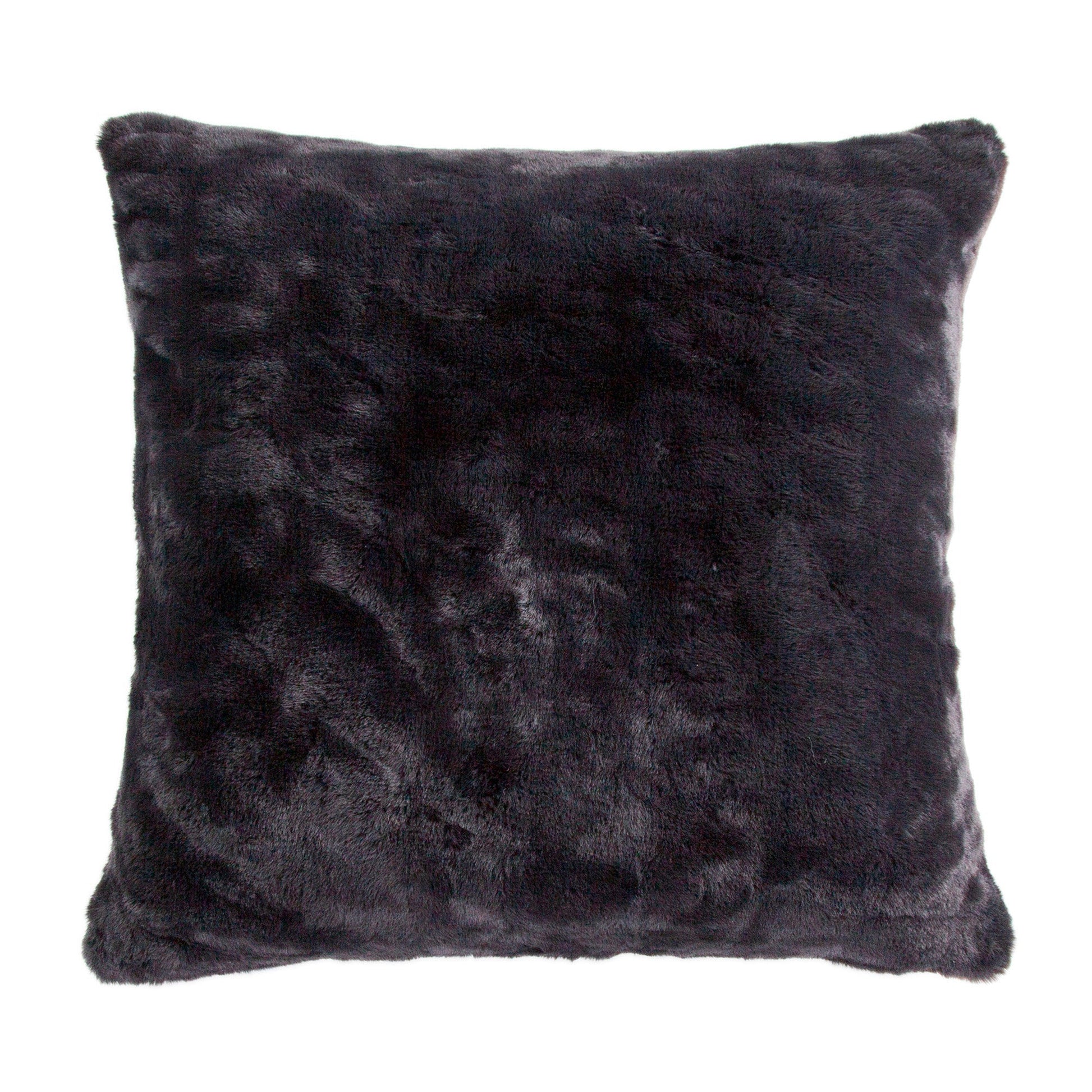 Faux Fur Rabbit Euro Pillow - Black - Square - The Boho House