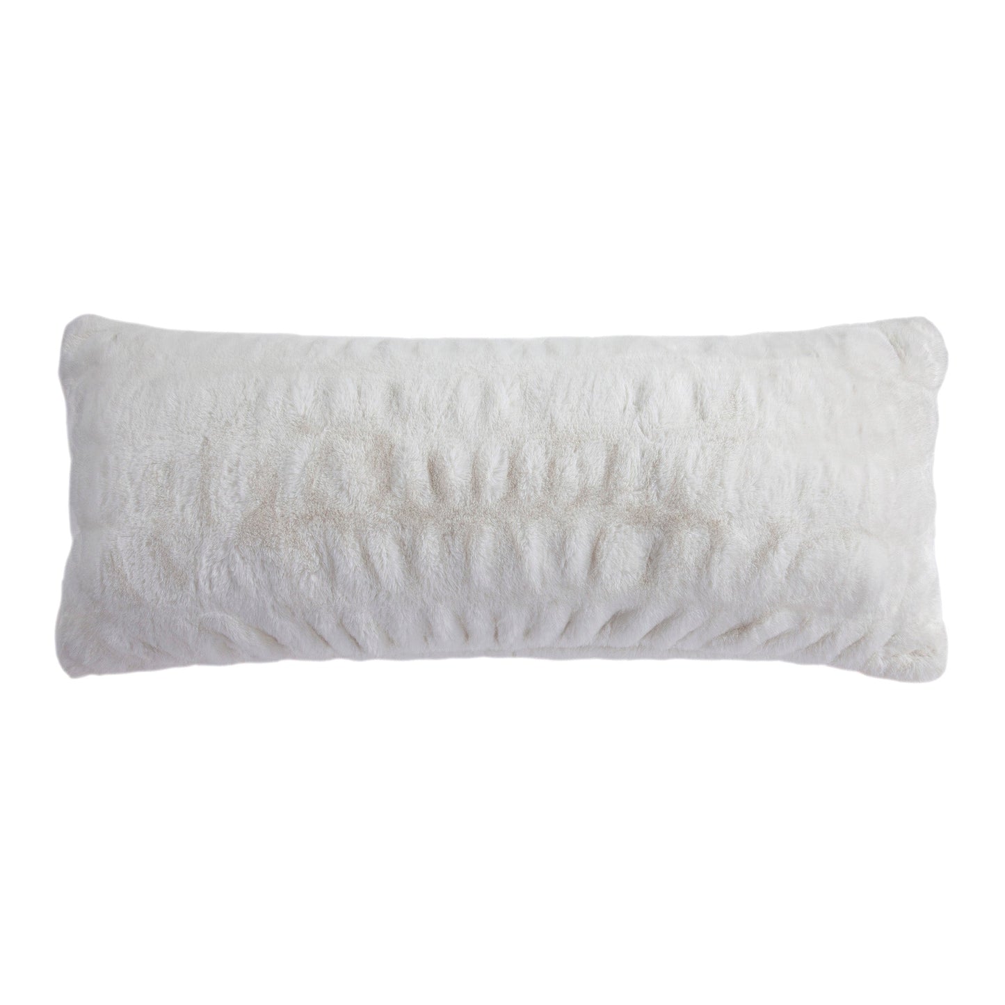 Faux Rabbit Fur Lumbar Pillow - White - The Boho House