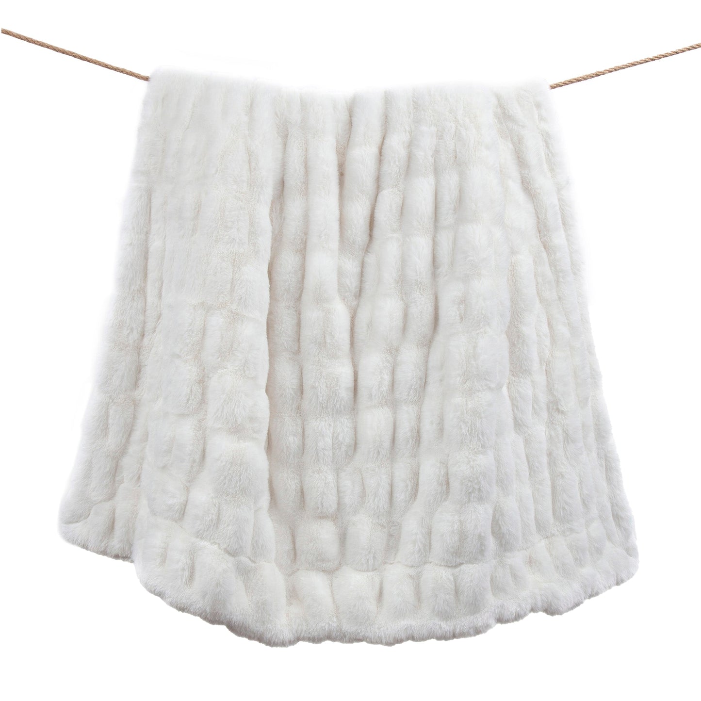 Faux Rabbit Fur Double-Sided Throw Blanket - White - Faux Fur - The Boho House