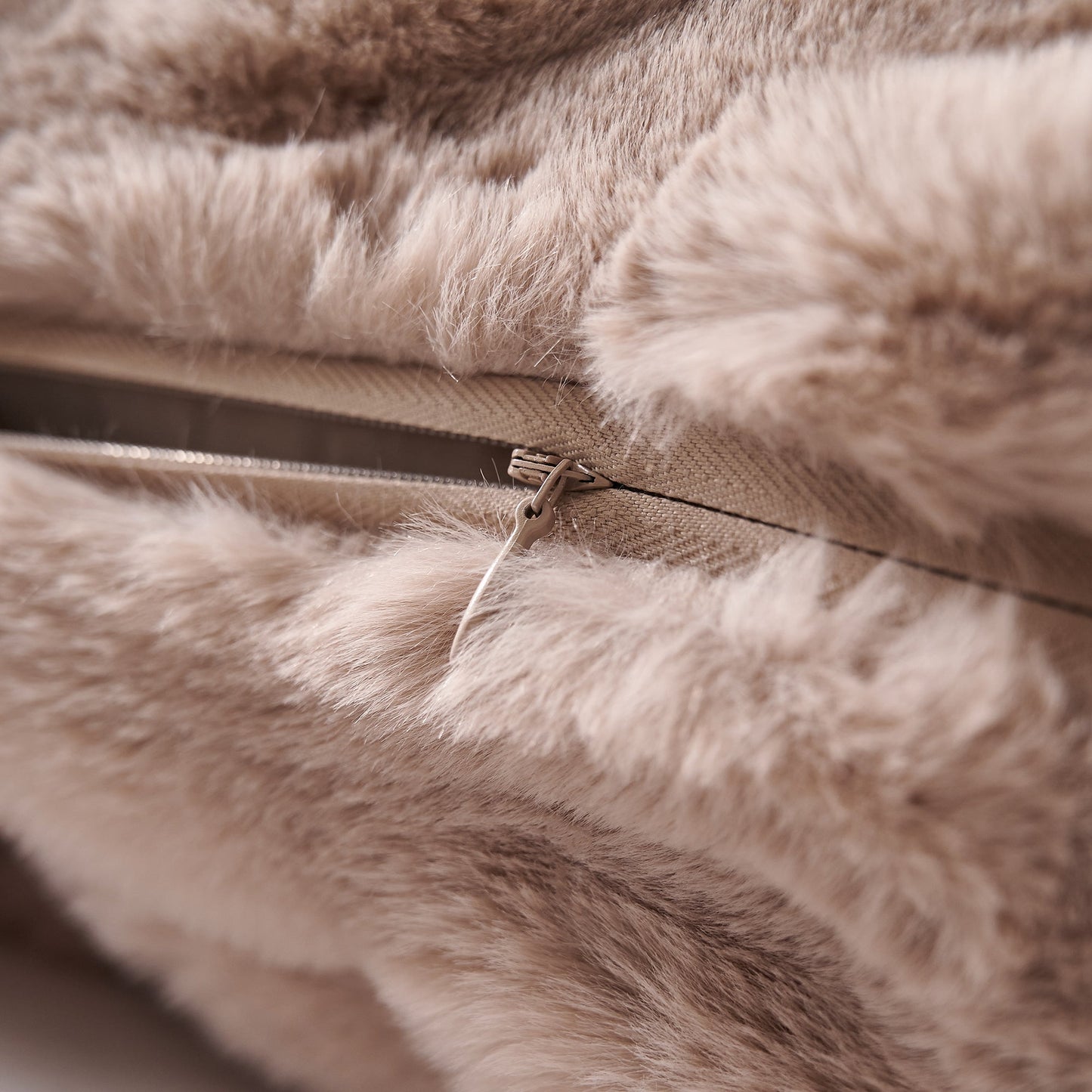 Faux Rabbit Fur Euro Pillow in Blush - Zipper Closure - The Boho House