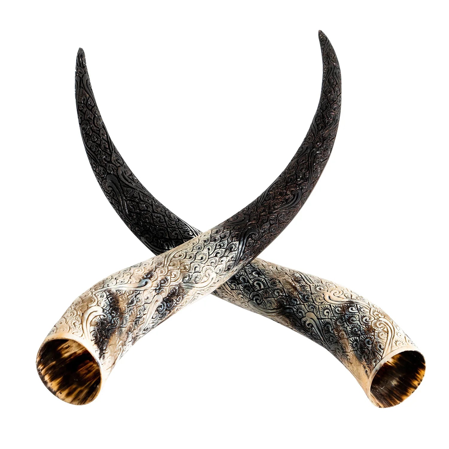 Antique Natural Beauty Longhorn Skull - Hand Carved Horns - The Boho House