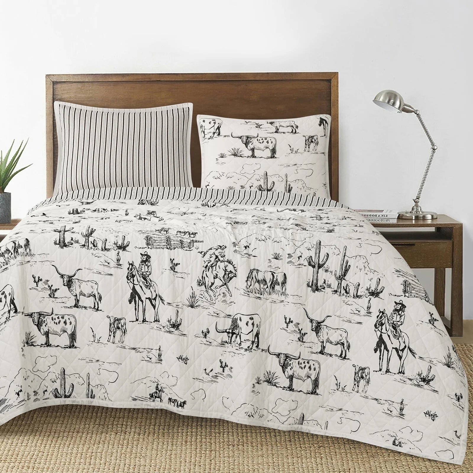 Home on the Range Quilt Set - Cotton Bedding - Quilt Set - Quilt & Shams - Reversible Quilt - Boho House Home Decor
