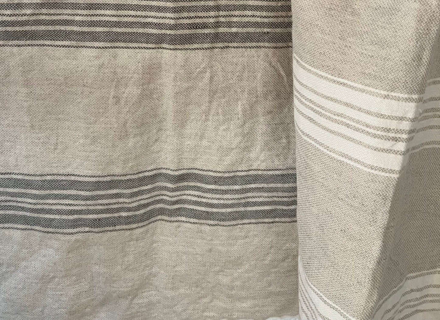 Nico Stripe Duvet Cover Sand - Striped Bedding - Beige & White - The Boho House