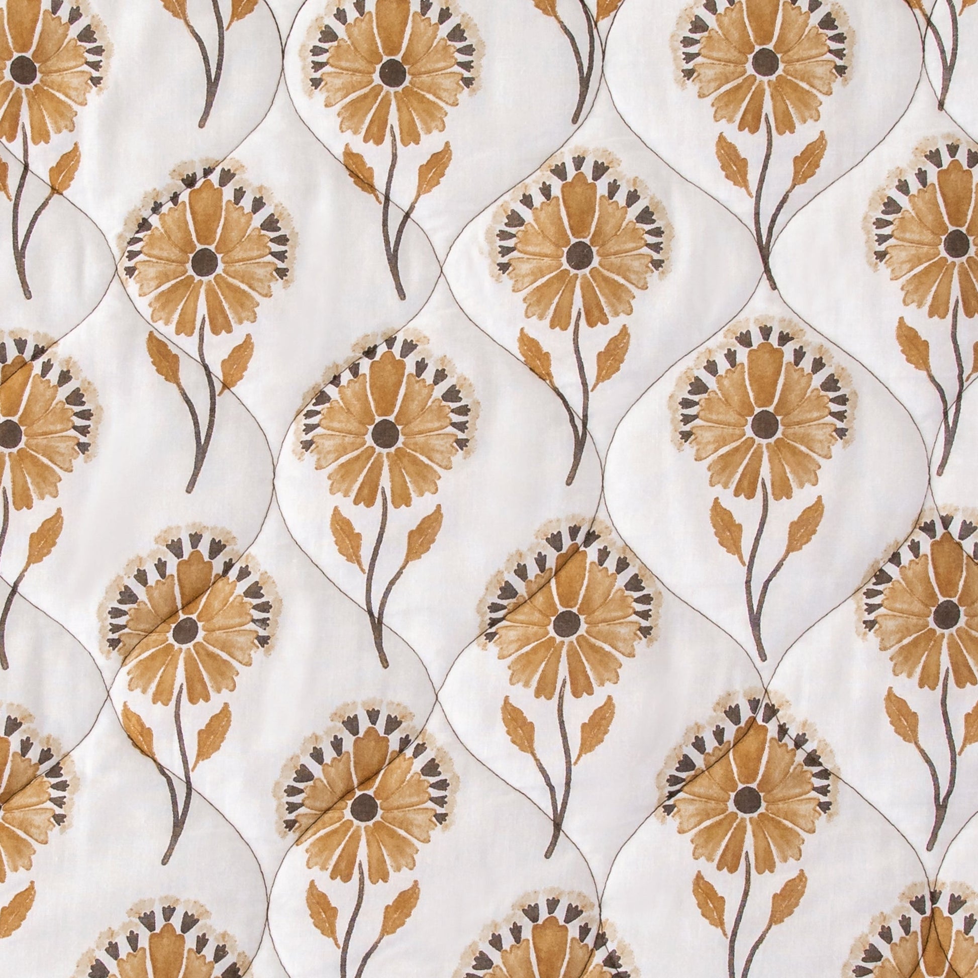 Radiant Garden Reversible Quilt Set - Orange & White - Floral Pattern - The Boho House