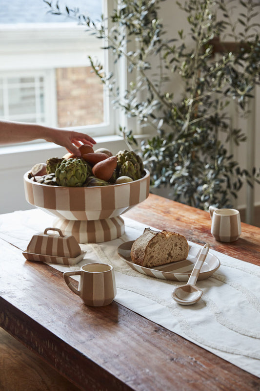 Striped Botera Kitchen Collection - Ceramic & White Striped - Serveware - The Boho House