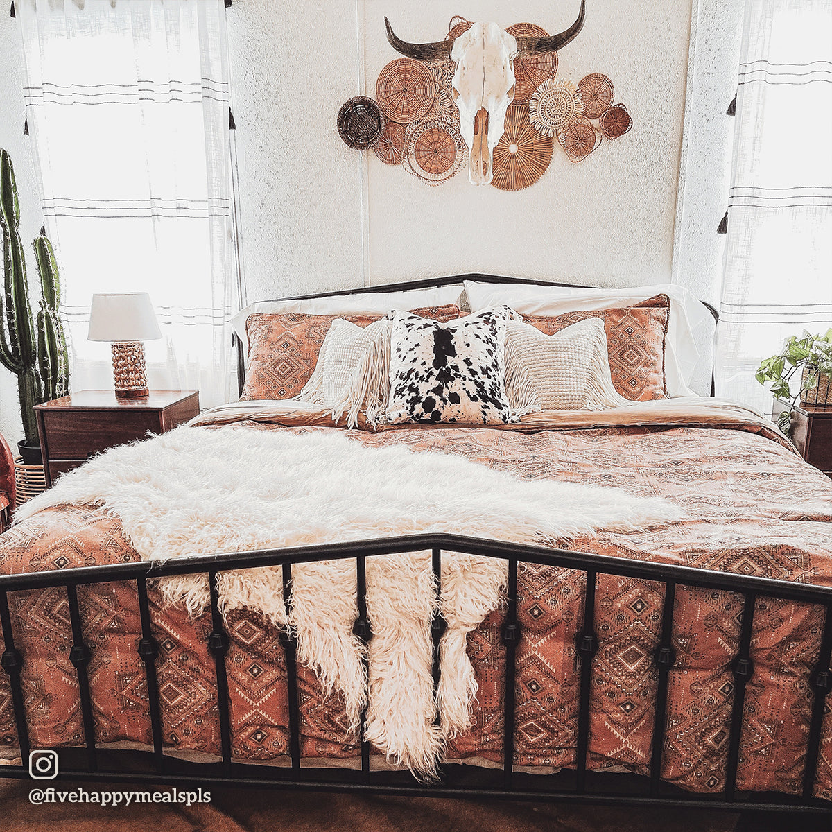 Sedona Sienna Boho Comforter Set in bedroom - The Boho House Home Decor