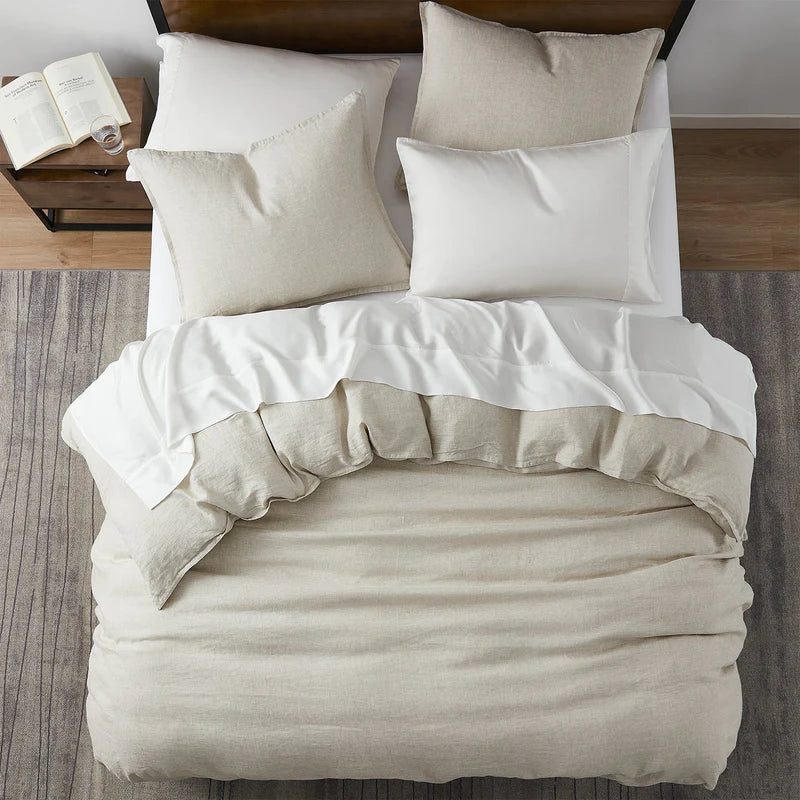Natural Flax Combs Linen Duvet Cover Set - Boho House Home Decor