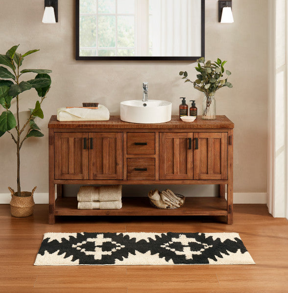 Bath Rugs - Western Bohemian Style - Black & White Pendleton Rug - The Boho House