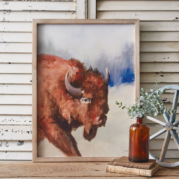 American Bison Wall Art - Bison Artwork - Wood Canvas - Painted - The Boho House