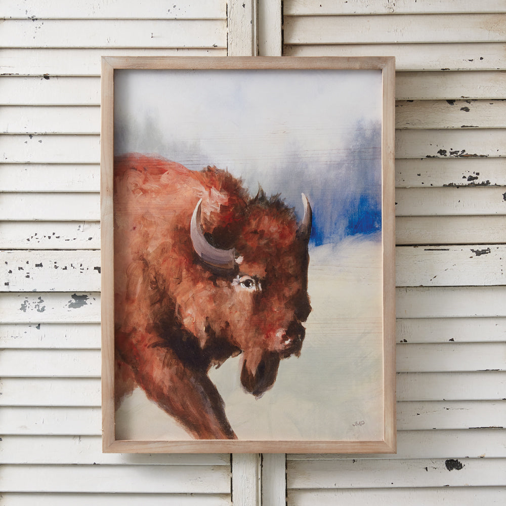 American Bison Wall Art - Bison Artwork - Wood Canvas - Painted - The Boho House