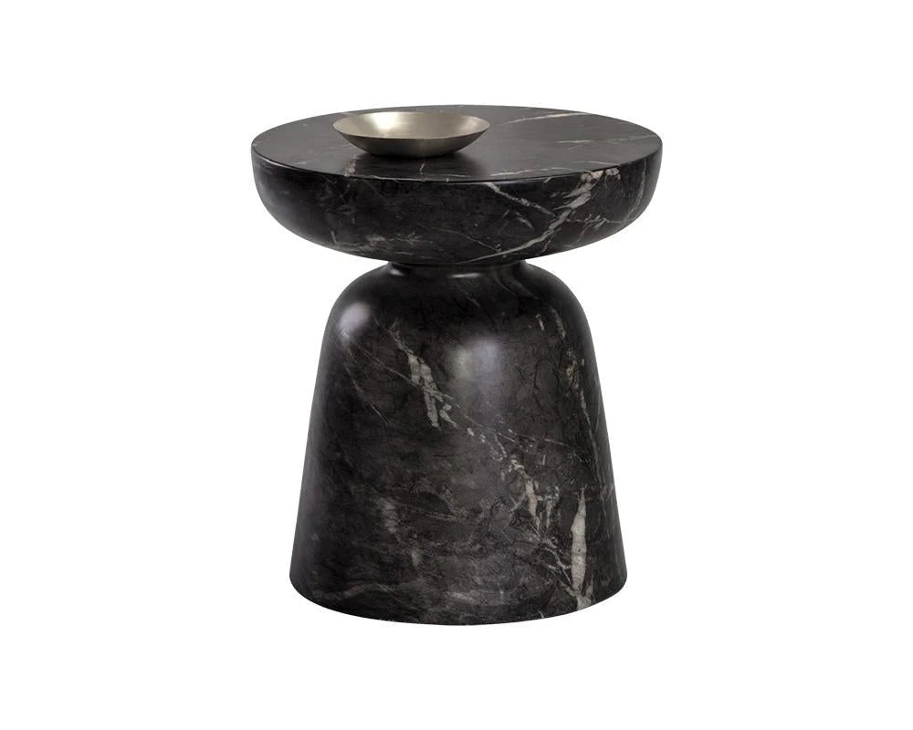 Industrial Black Marble End Table - Black Marble Finish - Concrete Table - End Table - The Boho House