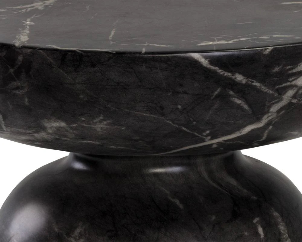 Industrial Black Marble End Table - Black Marble Finish - Concrete Table - End Table - The Boho House