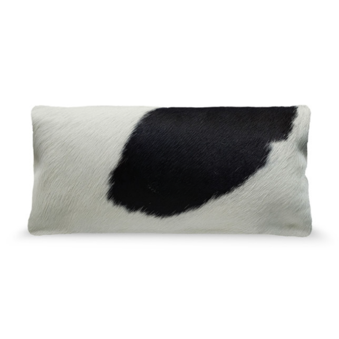 Black & White Cowhide Pillow Cover - 7 x 15 Size - The Boho House