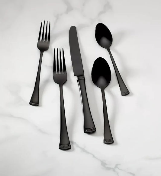 Black Beaded Flatware 20-Piece Set