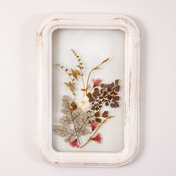 Botanical Rectangular Wall Decor - Foliage Wall Decor - Dried Flower Decor - White Wooden Frame - The Boho House