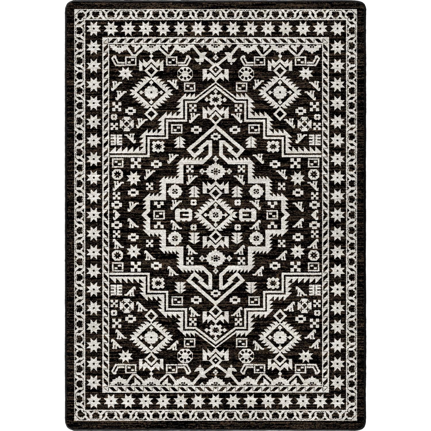 Cordova Chocolate Area Rugs - Dark Brown & White - Relic Design - Rectangle - The Boho House