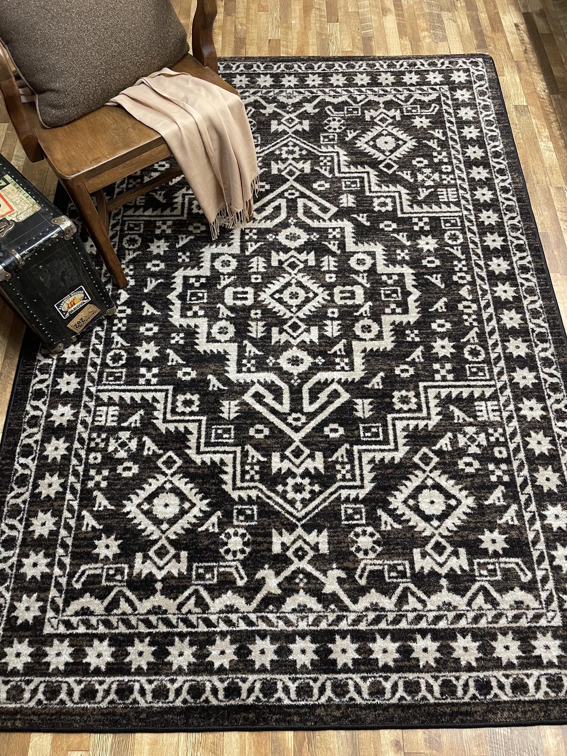 Cordova Chocolate Area Rugs - Dark Brown & White - Relic Design - The Boho House