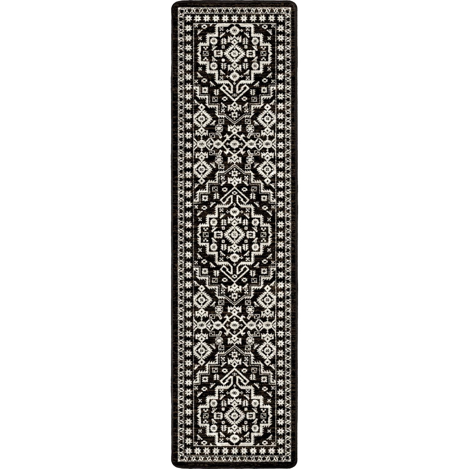 Cordova Chocolate Area Rugs - Dark Brown & White - Relic Design - Runner Rug - The Boho House