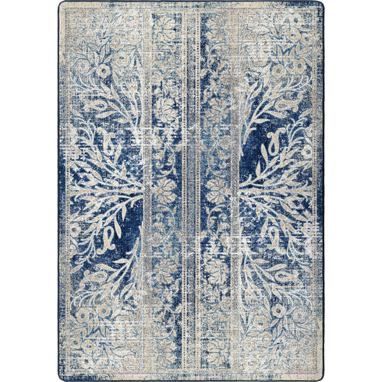 Countryside Flowers Area Rugs - Blue & White - Floral Design - The Boho House