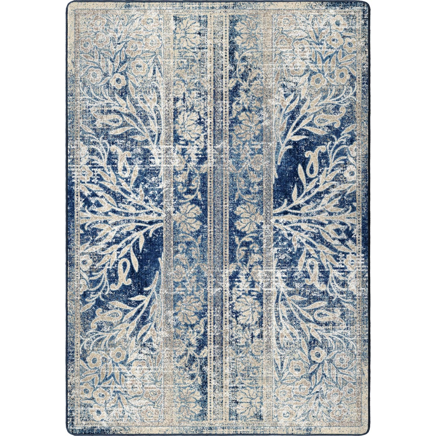 Countryside Flowers Area Rugs - Blue & White - Floral Design - The Boho House