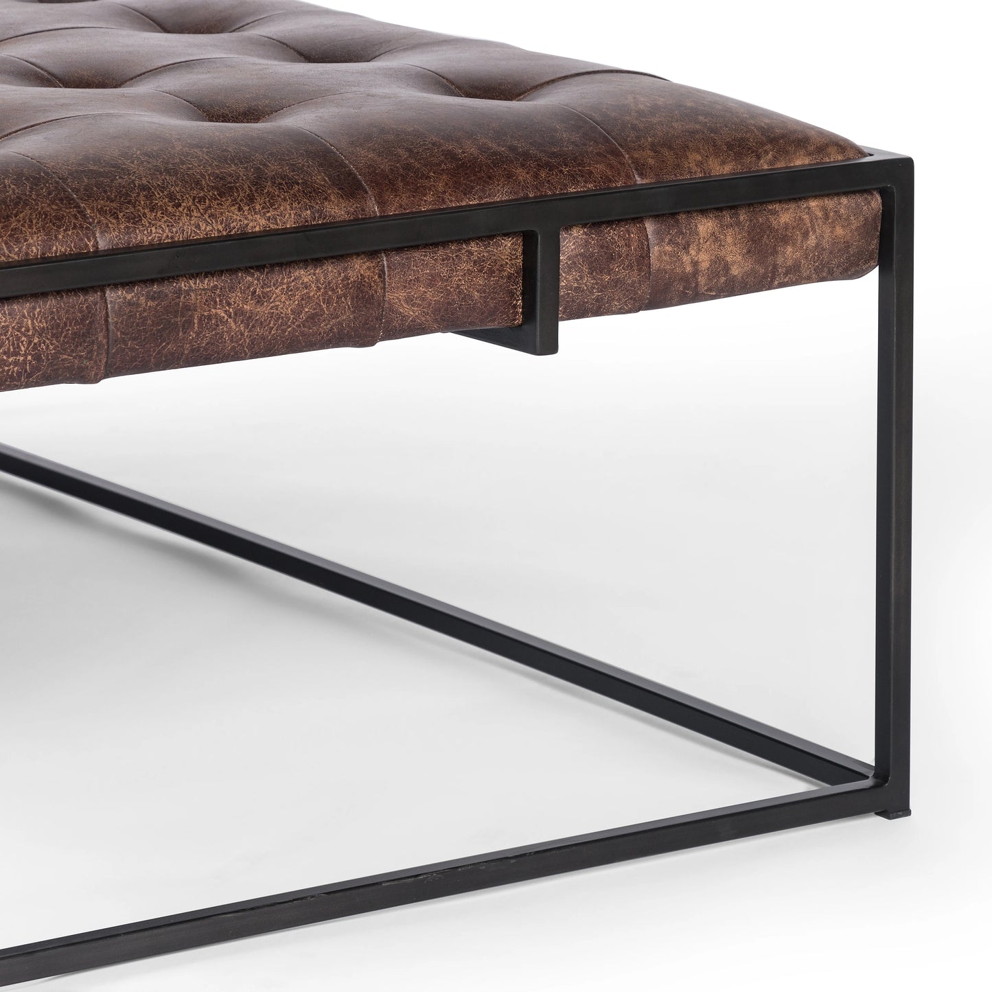 Eighth Street Genuine Tufted Leather Coffee Table - The Boho House