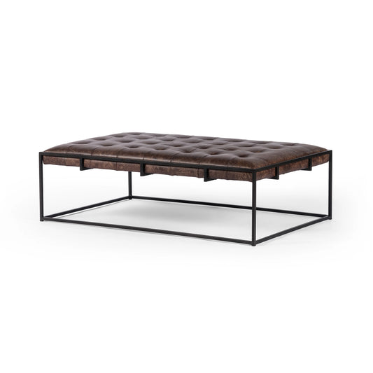 Eighth Street Genuine Tufted Leather Coffee Table - The Boho House