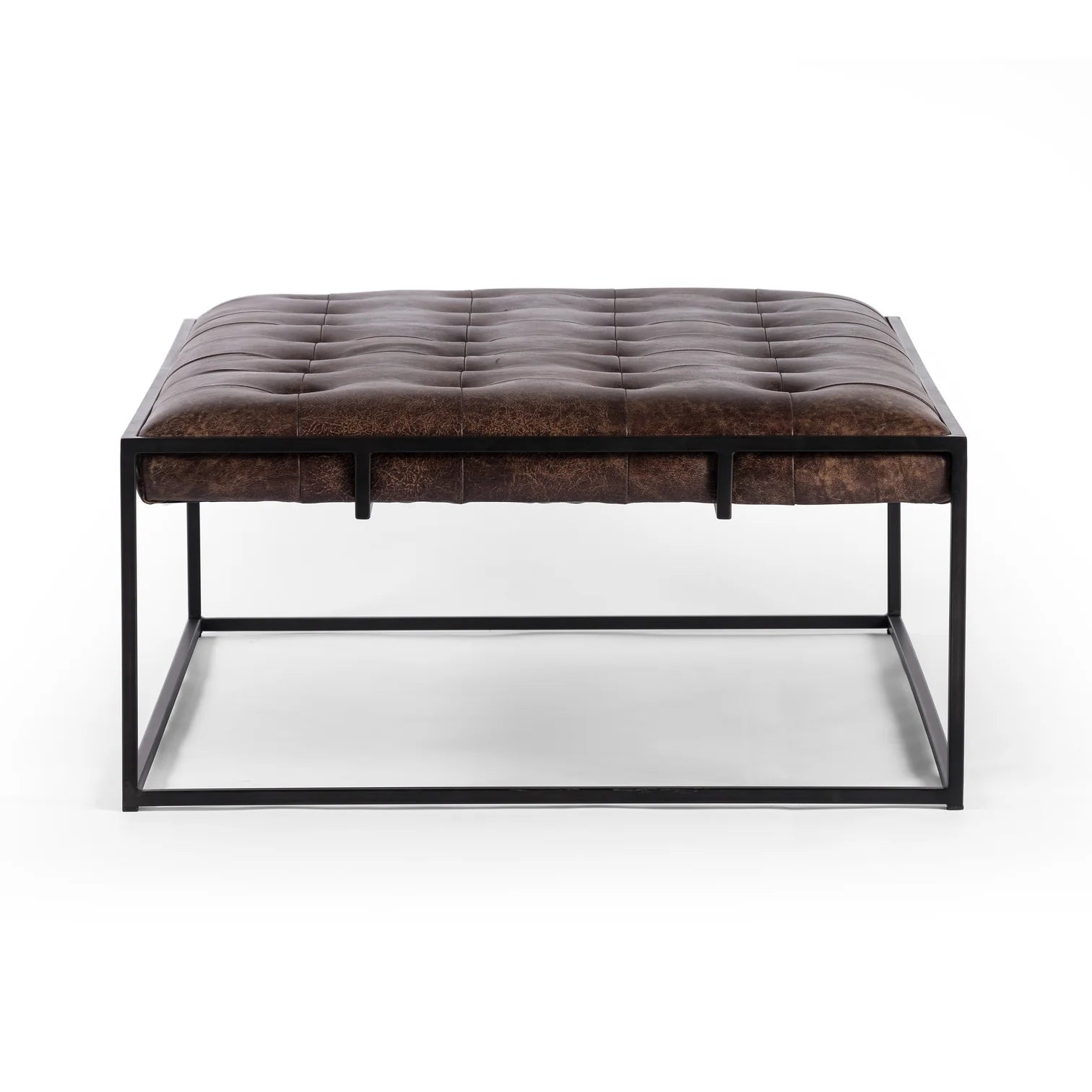 Eighth Street Genuine Tufted Leather Coffee Table - The Boho House