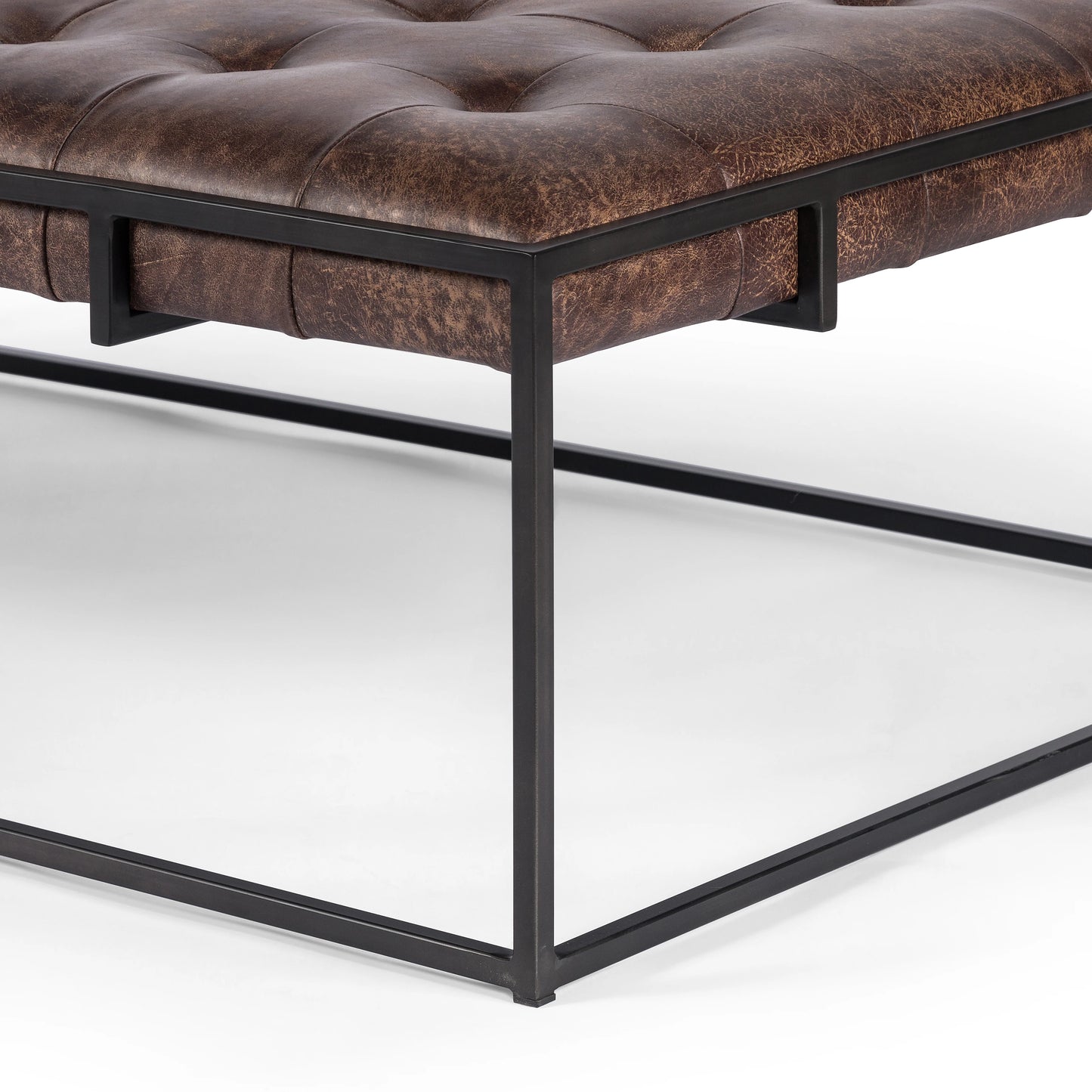 Eighth Street Genuine Tufted Leather Coffee Table - The Boho House