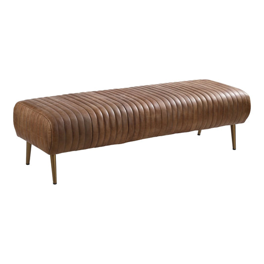 Emmett Leather Wrapped Bench - The Boho House