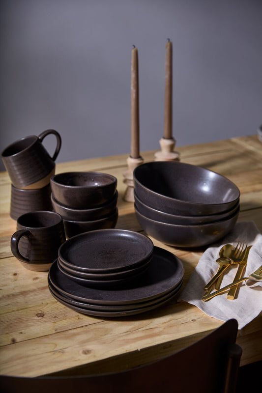 Espresso Hand-Glazed Collection - Espresso Brown - Hand Glazed - Dishwasher safe - The Boho House