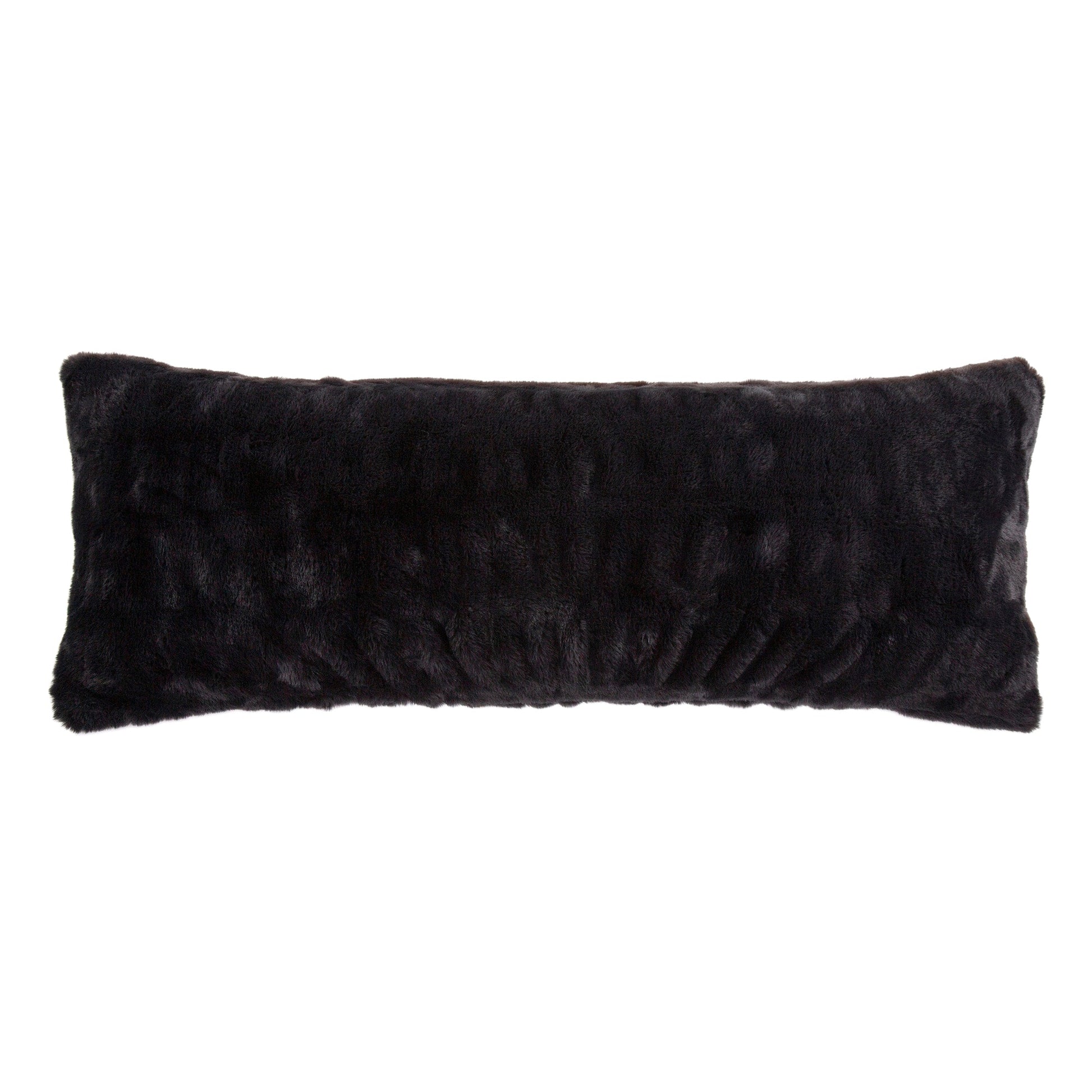 Faux Fur Rabbit Lumbar Pillow - Black - The Boho House