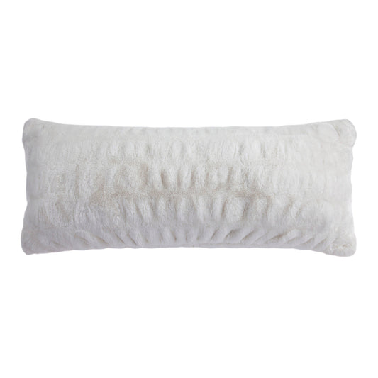 Faux Rabbit Fur Lumbar Pillow - White - The Boho House