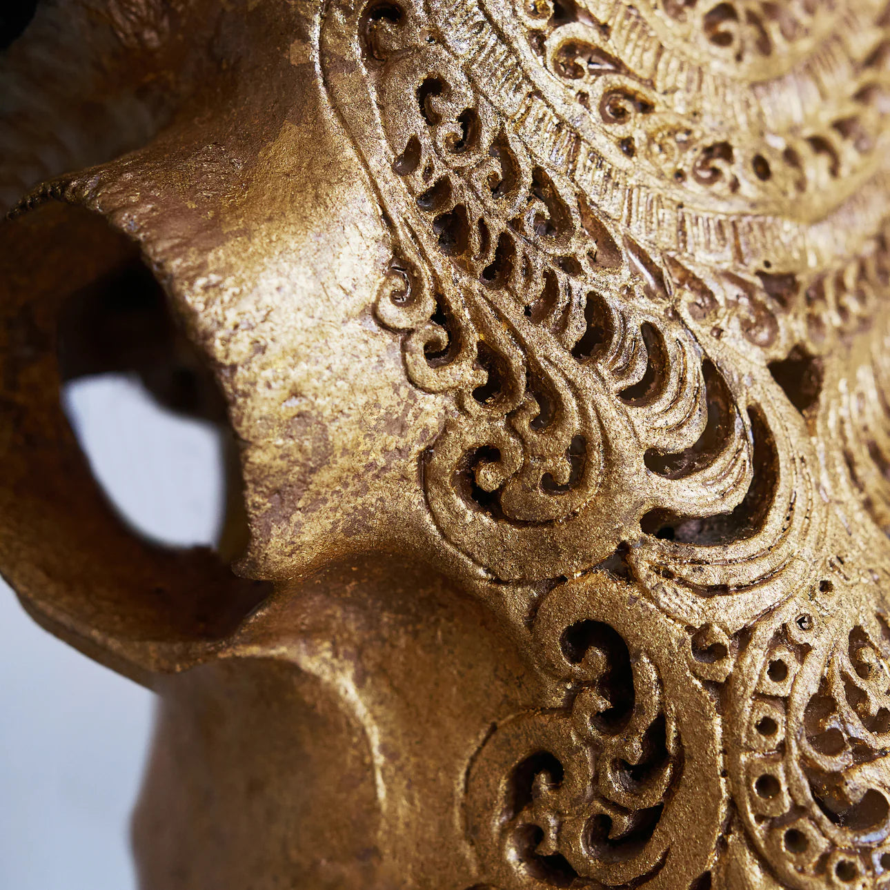 Gold Gypsy Soul Longhorn Skull - Intricate Detail - Gold Design - Skull Mount - The Boho House