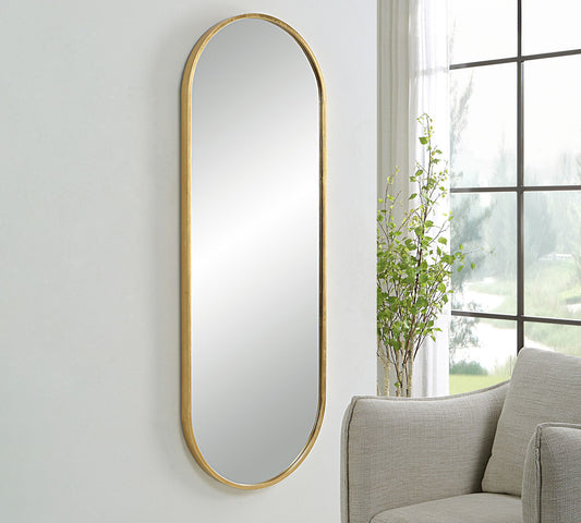 Gold Oval Long Wall Mirror