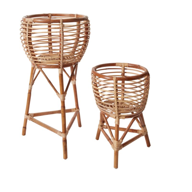Rattan & Bamboo Plant Stands - Round - 3 Legs - The Boho House